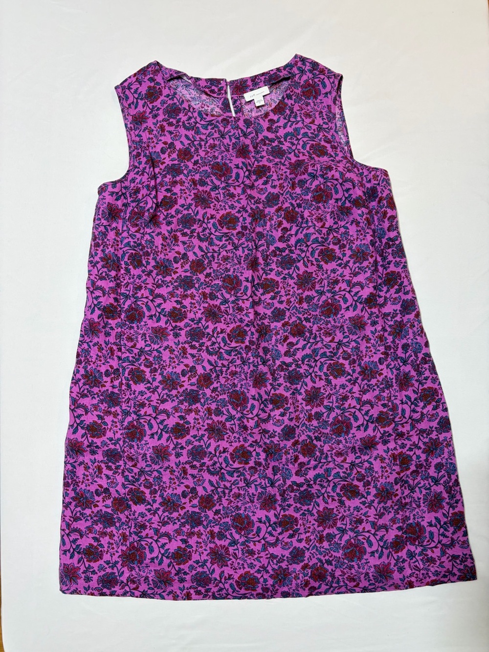 J. Jill Love Linen Shift Dress Women XL Purple Floral Paisley Sleeveless Cottage